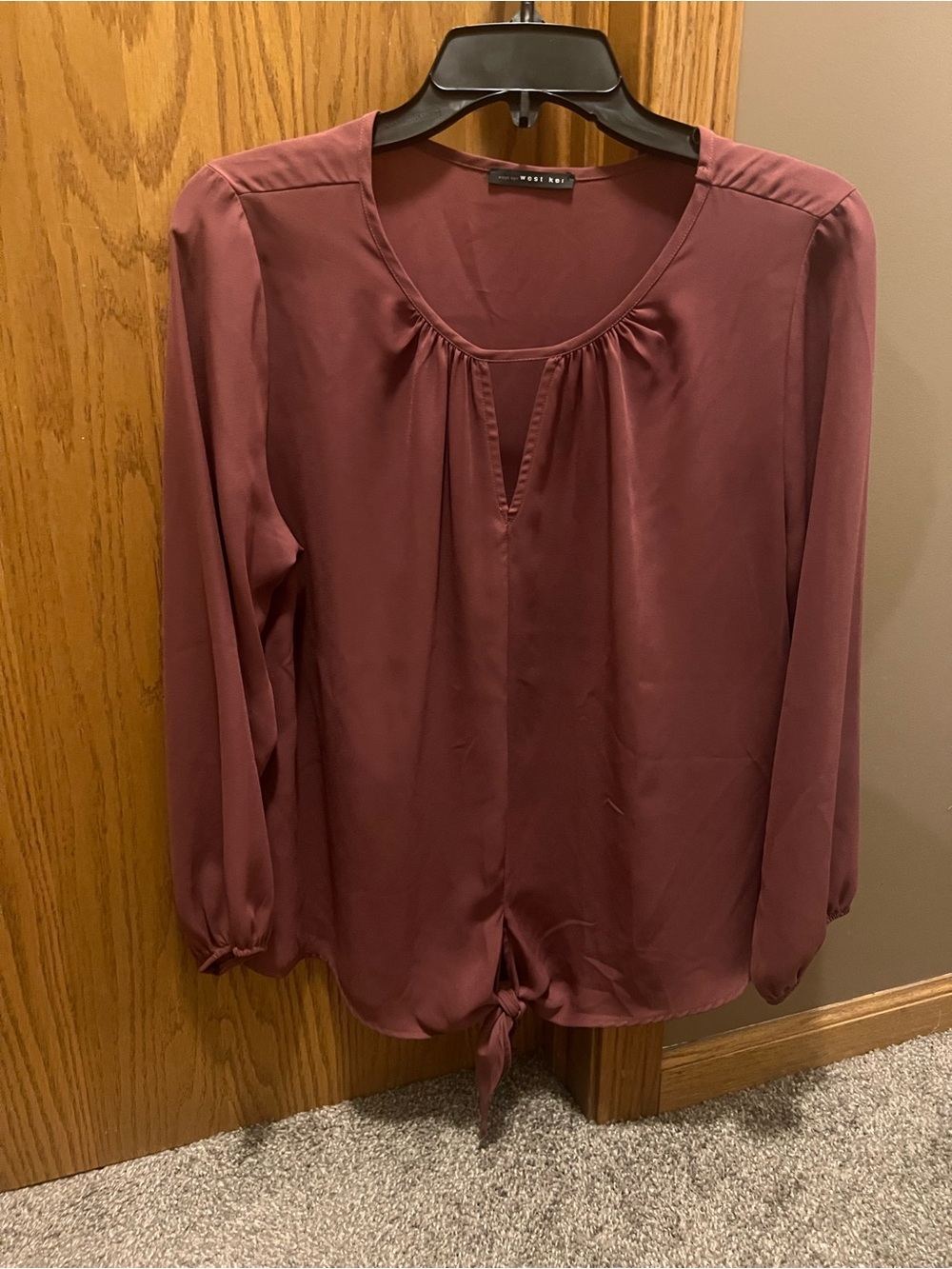 West Kei Mauve Tie-Front Long Sleeve Blouse